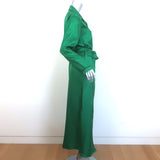 Prada Pajama Shirtdress Robe Green Silk Twill Size 40 Belted Maxi Dress