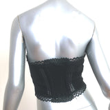 Charo Ruiz Lys Strapless Bustier Top Black Lace-Trim Cotton Size Small