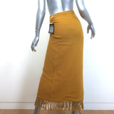 Savannah Morrow The Label Desert Fringed Midi Wrap Skirt Mustard Size XS/S NEW
