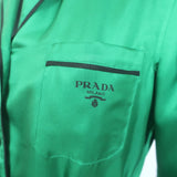 Prada Pajama Shirtdress Robe Green Silk Twill Size 40 Belted Maxi Dress