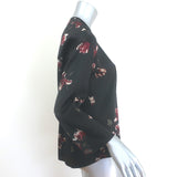 Vince Button Down Blouse Black Tulip Print Satin Size Extra Extra Small
