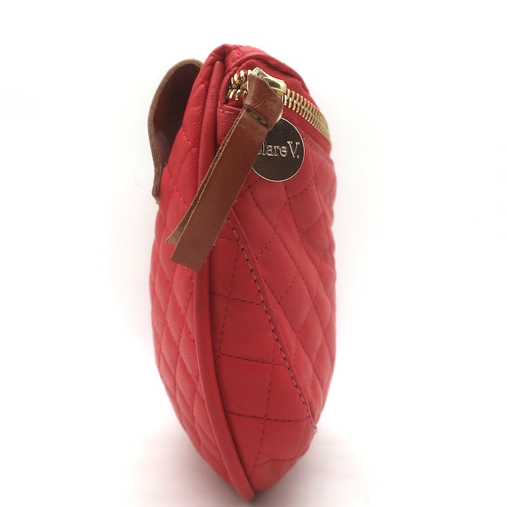 Clare V. Supreme FannyPack Belt Bag Red Quilted Leather