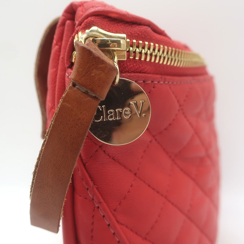 Clare V. Supreme FannyPack Belt Bag Red Quilted Leather