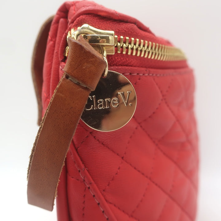 Clare V. Supreme FannyPack Belt Bag Red Quilted Leather