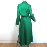 Prada Pajama Shirtdress Robe Green Silk Twill Size 40 Belted Maxi Dress