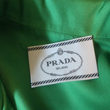 Prada Pajama Shirtdress Robe Green Silk Twill Size 40 Belted Maxi Dress