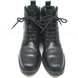 Saint Laurent Ranger Zip Combat Boots Black Leather Size 38.5 Flat Ankle Boots