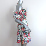 Zimmermann Off the Shoulder Mini Dress Allia White Floral Print Linen Size 2