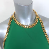 Rowen Rose Chain-Embellished Halterneck Mini Dress Green Crepe Size 38 NEW