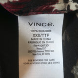 Vince Button Down Blouse Black Tulip Print Satin Size Extra Extra Small