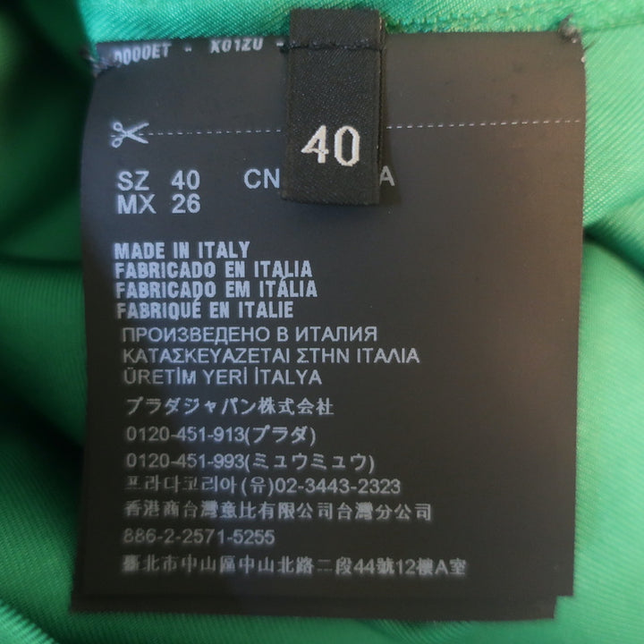 Prada Pajama Shirtdress Robe Green Silk Twill Size 40 Belted Maxi Dress