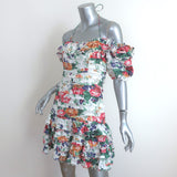 Zimmermann Off the Shoulder Mini Dress Allia White Floral Print Linen Size 2