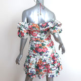 Zimmermann Off the Shoulder Mini Dress Allia White Floral Print Linen Size 2