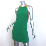 Rowen Rose Chain-Embellished Halterneck Mini Dress Green Crepe Size 38 NEW