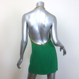 Rowen Rose Chain-Embellished Halterneck Mini Dress Green Crepe Size 38 NEW