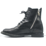 Saint Laurent Ranger Zip Combat Boots Black Leather Size 38.5 Flat Ankle Boots