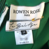 Rowen Rose Chain-Embellished Halterneck Mini Dress Green Crepe Size 38 NEW
