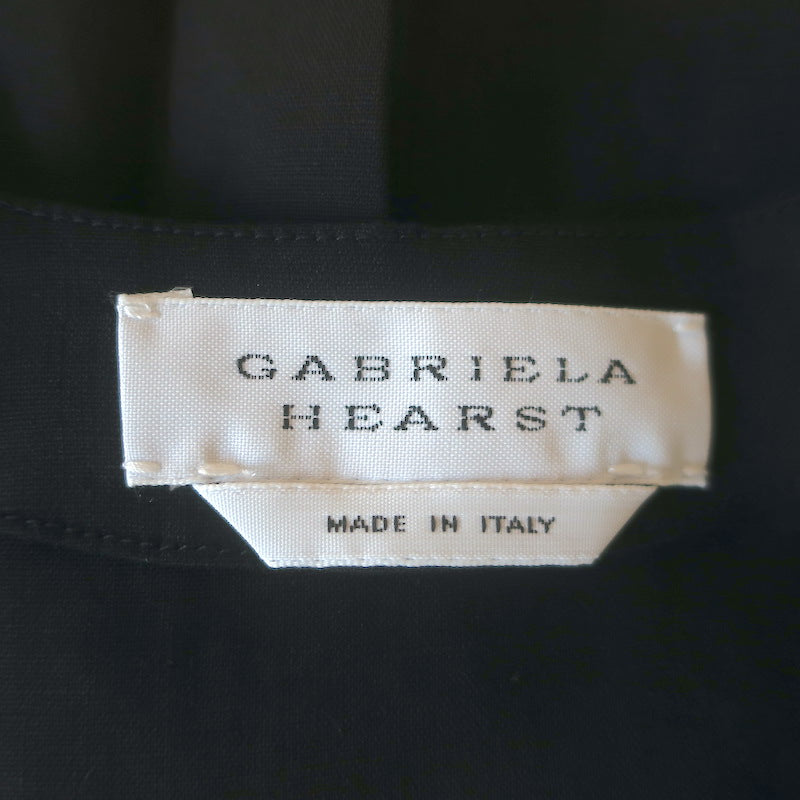 Gabriela Hearst Elea Puff Sleeve Belted Maxi Dress Black Pleated Linen Size 42