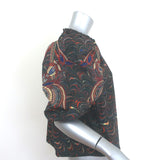 Ulla Johnson Lorena Puff Sleeve Top Obsidian Marble Print Taffeta Size 0