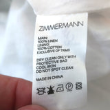 Zimmermann Off the Shoulder Mini Dress Allia White Floral Print Linen Size 2