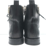 Saint Laurent Ranger Zip Combat Boots Black Leather Size 38.5 Flat Ankle Boots