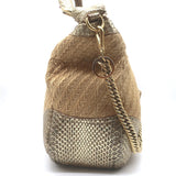 Prada Metallic Snakeskin-Trimmed Raffia Medium Hobo Bag Beige/Gold