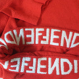 Fendi asymmetric cutout turtleneck top in red boucle stretch knit, authentic pre-owned.