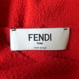 Fendi asymmetric cutout turtleneck top in red boucle stretch knit, size US 2, pre-owned and gently worn luxury piece