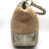 Prada Metallic Snakeskin-Trimmed Raffia Medium Hobo Bag Beige/Gold