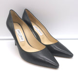 Jimmy Choo Romy 85 Pumps Black Kid Leather Size 38.5 Pointed Toe Heels