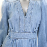 Zimmermann Lucky Denim Midi Dress Skylark Blue Cotton Size 1