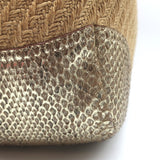 Prada Metallic Snakeskin-Trimmed Raffia Medium Hobo Bag Beige/Gold