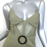 PatBO Bustier Midi Dress Vintage Khaki Mesh & Linen Size US 4