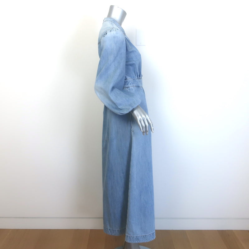 Zimmermann Lucky Denim Midi Dress Skylark Blue Cotton Size 1
