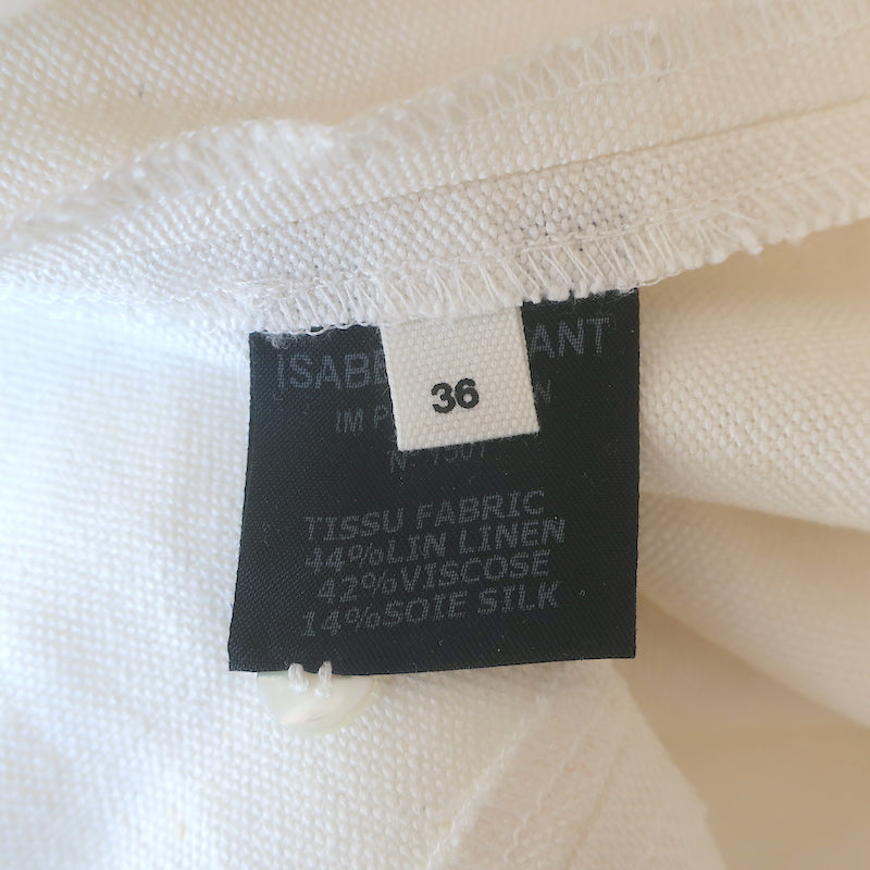 Isabel Marant Etoile Godwin Puff Sleeve Mini Dress Cream Linen-Blend Size 36 NEW