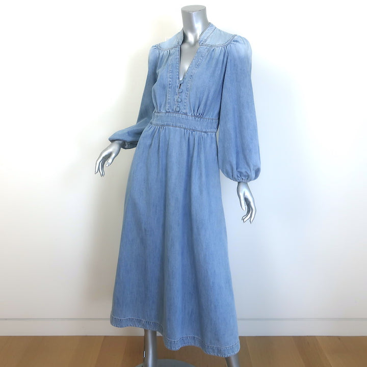 Zimmermann Lucky Denim Midi Dress Skylark Blue Cotton Size 1