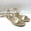 Miu Miu Ankle Wrap Flat Gladiator Sandals Gold Metallic Leather Size 38.5