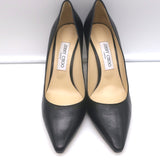Jimmy Choo Romy 85 Pumps Black Kid Leather Size 38.5 Pointed Toe Heels