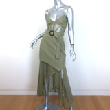 PatBO Bustier Midi Dress Vintage Khaki Mesh & Linen Size US 4