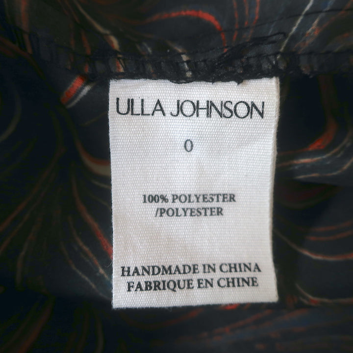 Ulla Johnson Lorena Puff Sleeve Top Obsidian Marble Print Taffeta Size 0