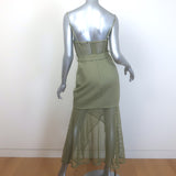 PatBO Bustier Midi Dress Vintage Khaki Mesh & Linen Size US 4