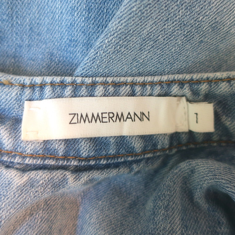 Zimmermann Lucky Denim Midi Dress Skylark Blue Cotton Size 1