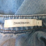 Zimmermann Lucky Denim Midi Dress Skylark Blue Cotton Size 1