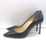 Jimmy Choo Romy 85 Pumps Black Kid Leather Size 38.5 Pointed Toe Heels