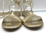 Miu Miu Ankle Wrap Flat Gladiator Sandals Gold Metallic Leather Size 38.5