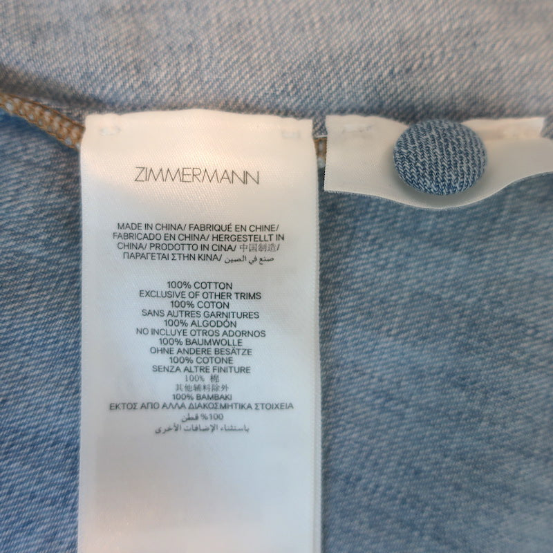 Zimmermann Lucky Denim Midi Dress Skylark Blue Cotton Size 1