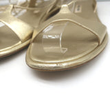 Miu Miu Ankle Wrap Flat Gladiator Sandals Gold Metallic Leather Size 38.5