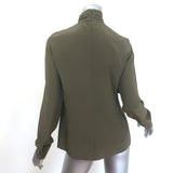 Givenchy draped twist-neck silk blouse in olive, size 38, authentic pre-owned luxury piece