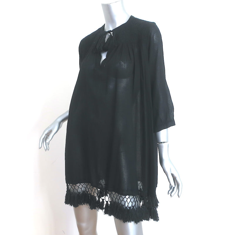 Roller Rabbit Lucknow Serafina Tunic Dress Black Embroidered Cotton Size Small