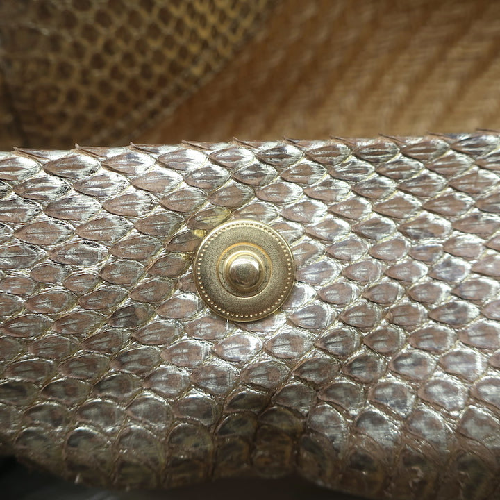 Prada Metallic Snakeskin-Trimmed Raffia Medium Hobo Bag Beige/Gold
